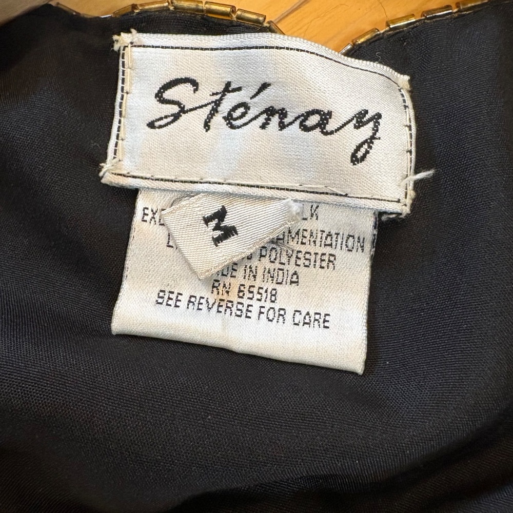 Vintage Stenay 100% Silk Beaded Floral Cardigan Hook Closure - 1980s - 1990s - Picture 7 of 10